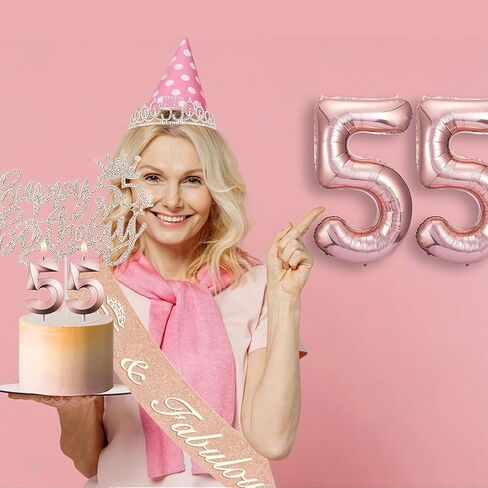21st Birthday Gifts for Her, 21st Birthday Sash, 21st Birthday Tiara, 21st Birthday Cake Topper, Balloons, Pin and Candle Set, Rose Gold in Saudi Arabia