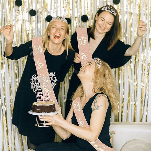 21st Birthday Gifts for Her, 21st Birthday Sash, 21st Birthday Tiara, 21st Birthday Cake Topper, Balloons, Pin and Candle Set, Rose Gold in Saudi Arabia