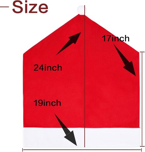 acomeplsz Christmas Chair Covers，4PCS Santa Claus Hat Slipcover Red Xmas Chair Back Cover for Christmas Decorations in Saudi Arabia