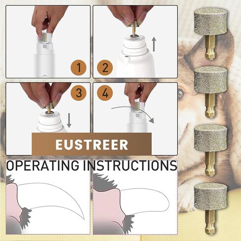 رأس بديل لمطحنة أظافر الكلاب من يوسترير - 4 عبوات - رأس طحن احتياطي احترافي لأداة تزيين أظافر مخلب كهربائي للكلاب - نصائح استبدال مطحنة الأظافر in Kuwait