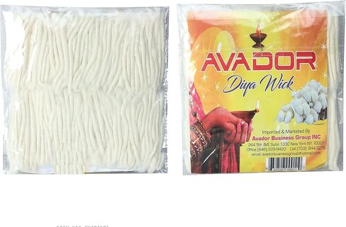 مجموعة AVADOR® مكونة من 5 فتائل قطنية ملفوفة يدويًا لمصابيح زيت Puja Batti Akhand (صغيرة) in Kuwait
