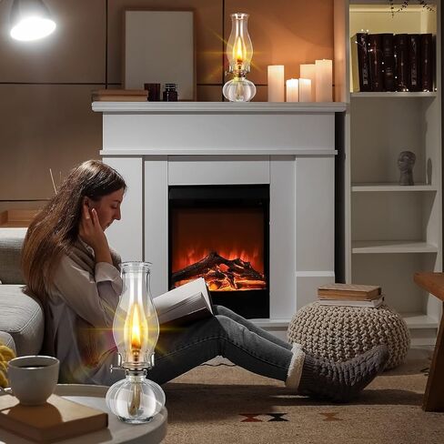 4 قطع من مصابيح الكيروسين الزجاجية الشفافة للاستخدام الداخلي، مصباح زيتي بغرفة كبيرة، مصباح إعصار مزخرف عتيق، فانوس زيت ريفي مع فتيل نار قابل للتعديل لديكور الإضاءة في حالات الطوارئ، ارتفاع 33 سم in Kuwait