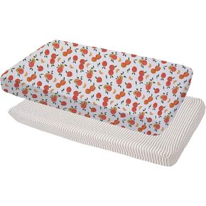 ملاءة سرير أطفال مصنوعة بالكامل من قطن الموسلين من Red Rover - مقاس 52 بوصة × 28 بوصة × 9 بوصة - 100% قطن - يمكن غسلها في الغسالة - خفيفة الوزن ومسامية - تصميمات مرحة - غرفة الأطفال، ومهد الأطفال، والسرير - قطعتان من Star Gaze in Kuwait