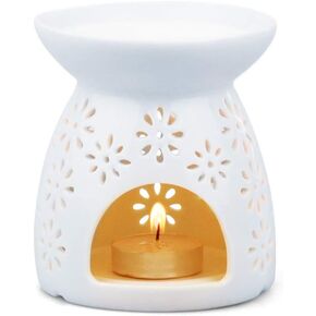 موقد شاي أبيض سيراميك من زوليفيز، موقد زيت للعلاج بالرائحة، سخان شمع، حامل Tealight (الألعاب النارية) in Kuwait