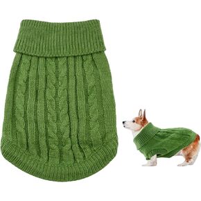 الياقة المدورة الكلب البلوز، سترة جرو دافئة للكلاب الصغيرة المتوسطة الشتاء محبوك الكلب البلوز لينة الكلب الملابس سترة للحيوانات الأليفة الخريف، الزي الشتوي لفصيل كورجي الويلزية، يوركشاير الكلب، البيجل (M، الأخضر) in Kuwait