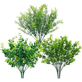 Ouddy Decor 6 Bundles Artificial Greenery Stems Mixed Fake Plants Eucalyptus Rosemary Magnolia Stems Faux Plastic Artificial Plants for Outdoor Indoor Garden Home Window Box Decor in Kuwait