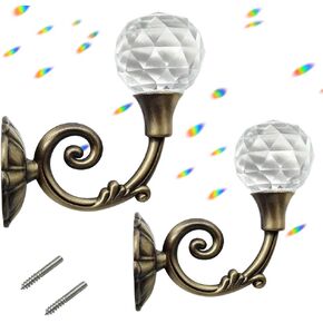 Geritte 2PCS الستار الكريستال الشفاف Holdbacks الحائط شرابة الستار Tieback هوك الستائر Tiebacks هوك الملابس معطف قبعة منشفة شماعات حامل (فضي) in Kuwait