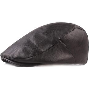 Idopy Men Faux Leather PU Ivy Newsboy Flat Cabbie Driving Beret Cap in Kuwait