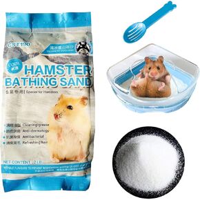 kathson Hamster Bath Sand with Bathroom Gerbil Grooming Sand Tiny Friends Farm Chinchilla Dust Bath Potty Litter Sand Mouse Dry Bath Sand Sandbox for Dwarf Hamster Rat Mice Small Hedgehog in Kuwait