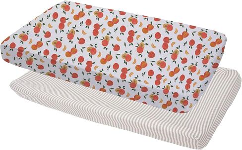 ملاءة سرير أطفال مصنوعة بالكامل من قطن الموسلين من Red Rover - مقاس 52 بوصة × 28 بوصة × 9 بوصة - 100% قطن - يمكن غسلها في الغسالة - خفيفة الوزن ومسامية - تصميمات مرحة - غرفة الأطفال، ومهد الأطفال، والسرير - قطعتان من Star Gaze in Kuwait