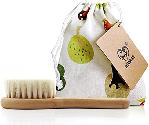 Haakaa Wooden Baby Hairbrush with Natural Goat Wool Bristles 1 pk in Saudi Arabia