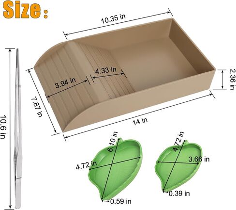 Reptile Feeding Dish with Ramp and Basking Platform Turtle Food Water Bowl Amphibians Habitat Horned Frogs Lizards Fit for Bath, Included 1PC Forcep in Kuwait