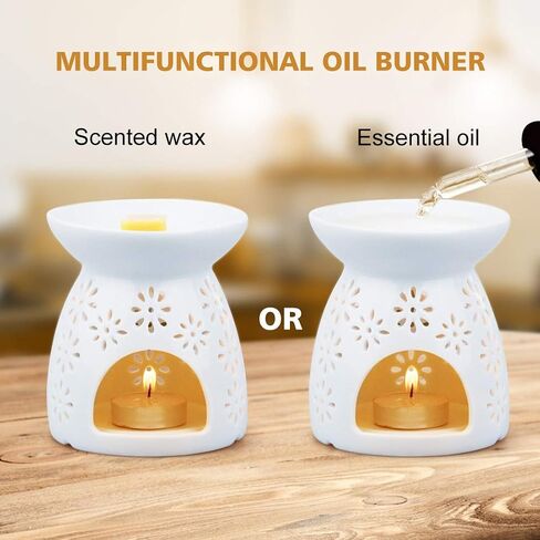 موقد شاي أبيض سيراميك من زوليفيز، موقد زيت للعلاج بالرائحة، سخان شمع، حامل Tealight (الألعاب النارية) in Kuwait