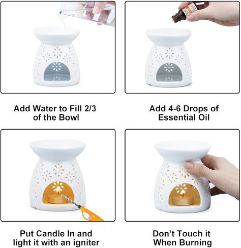 موقد شاي أبيض سيراميك من زوليفيز، موقد زيت للعلاج بالرائحة، سخان شمع، حامل Tealight (الألعاب النارية) in Kuwait