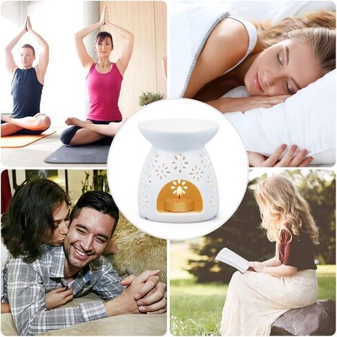 موقد شاي أبيض سيراميك من زوليفيز، موقد زيت للعلاج بالرائحة، سخان شمع، حامل Tealight (الألعاب النارية) in Kuwait