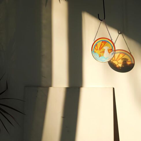 Dog Memorial Gifts for Loss of Dog, Stained Glass Round Rainbow Bridge Dog Sympathy Gift, Handcrafted Dog Window Hangings,Garden Suncatchers, Pet Loss Gifts For Christmas, Thanksgiving, Mothers Day in Saudi Arabia