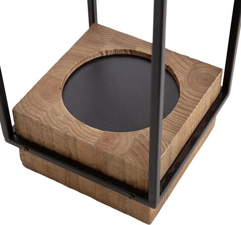 Kate and Laurel Brandt Farmhouse Two-Piece Candle Holder Set, 7 x 7 x 19, Hazelnut and Black, Transitional Wood and Metal Lantern Candle Holders for Fireplace Mantel Display. in Saudi Arabia