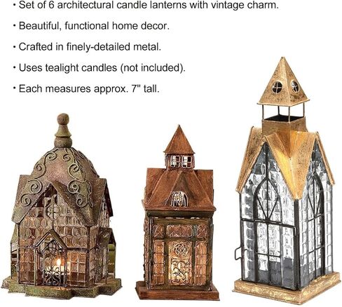 مجموعة من 3 فوانيس شموع زجاجية ومعدنية - منازل معمارية اوروبية كلاسيكية in Kuwait