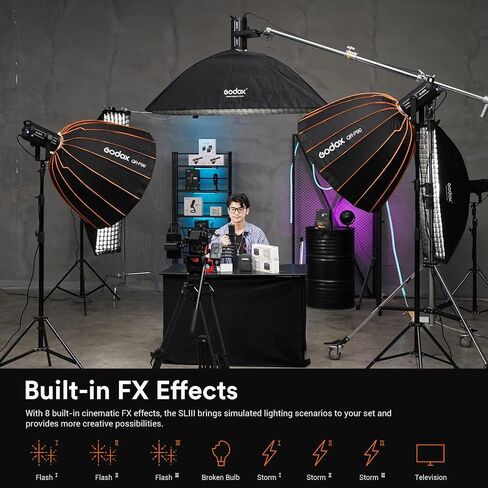 Godox SL150WIII,SL150W III SL-150WIII (SL150WII Upgraded) 160W 5600±200K Bowens Mount CRI 96 TLCI 97 Daylight Balanced LED Continuous Video Light,Ultra Silent LED Photography Light with 8 FX Effect in Saudi Arabia