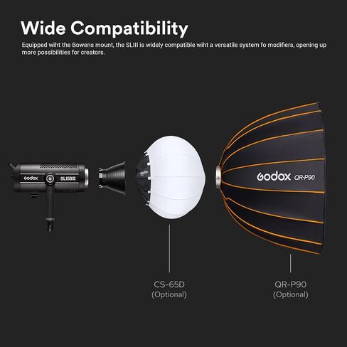 Godox SL150WIII,SL150W III SL-150WIII (SL150WII Upgraded) 160W 5600±200K Bowens Mount CRI 96 TLCI 97 Daylight Balanced LED Continuous Video Light,Ultra Silent LED Photography Light with 8 FX Effect in Saudi Arabia