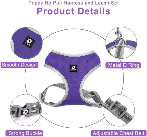 Puppy Harness and Leash Set- XS and Small Dog Harness- Soft Mesh Halter- Adjustable Reflective Teacup Dog Harness- No Pull No Choke (XS, Pink) in Saudi Arabia
