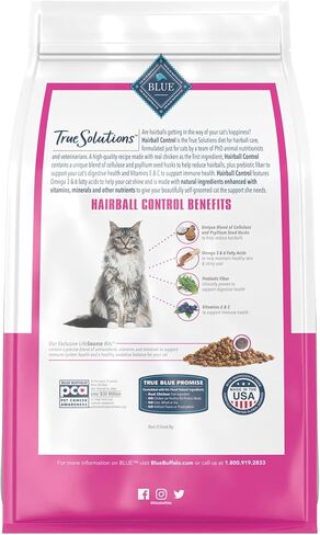 Blue Buffalo True Solutions Hairball Control Natural Adult Dry Cat Food, Chicken 11-lb in Kuwait