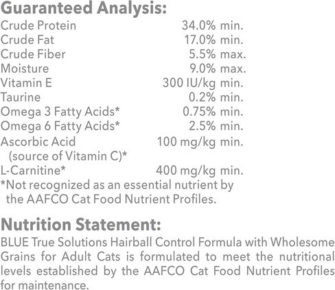 Blue Buffalo True Solutions Hairball Control Natural Adult Dry Cat Food, Chicken 11-lb in Kuwait