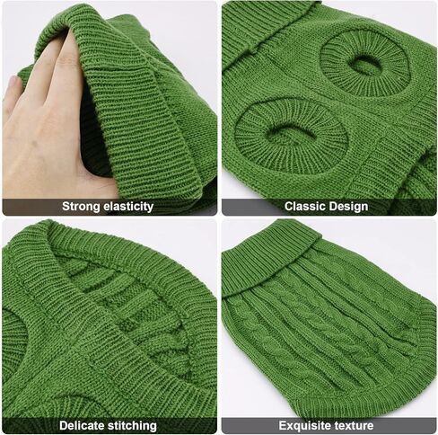 الياقة المدورة الكلب البلوز، سترة جرو دافئة للكلاب الصغيرة المتوسطة الشتاء محبوك الكلب البلوز لينة الكلب الملابس سترة للحيوانات الأليفة الخريف، الزي الشتوي لفصيل كورجي الويلزية، يوركشاير الكلب، البيجل (M، الأخضر) in Kuwait