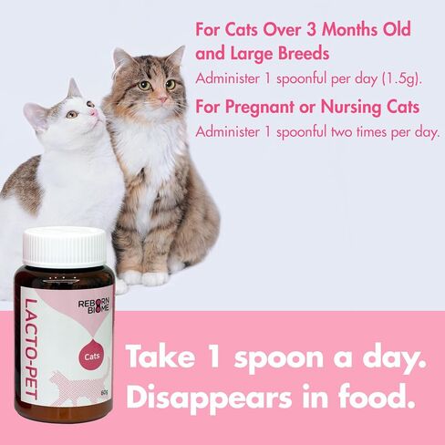 Lacto Pet, Vegetable Cat Probiotics Powder and Digestive Enzymes - Pollock Flavor, Probiotics and Prebiotics, Helps Maintain Gut Health, Supports Digestion, Immunity & Overall Health, 2.1oz. in Saudi Arabia