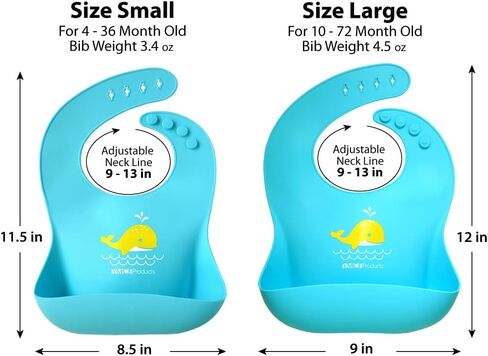 2-Pack Waterproof Silicone Baby Bib Lightweight Comfortable Easy-Wipe Clean (Light Pink/Purple, Small) in Kuwait
