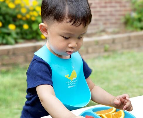 2-Pack Waterproof Silicone Baby Bib Lightweight Comfortable Easy-Wipe Clean (Light Pink/Purple, Small) in Kuwait