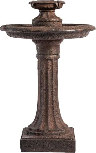 XBrand 28" BirdBath Water Fountain, 1-Tier, Outdoor, Brown Resin, Auto Shut Off Pump, Decorative Water Fountain, Outdoor Water Feature, Lawn and Garden in Saudi Arabia