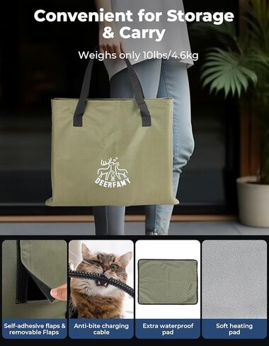 ديرفامي منزل قطط كبير للتدفئة للقطط في الشتاء، مرتفع ومقاوم للعوامل الجوية، بيت قطط معزول امن للقطط او الكلاب مع وسادة ساخنة وشنطة حمل، 16 انش × 19 انش × 18 انش، اخضر in Kuwait