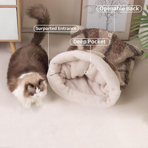 حقيبة نوم للقطط من Meowgod، حقيبة نفق كهف لسرير القطط، حقيبة مريحة لتدفئة الحيوانات الأليفة، كيس للقطط والجرو في الأماكن المغلقة in Kuwait