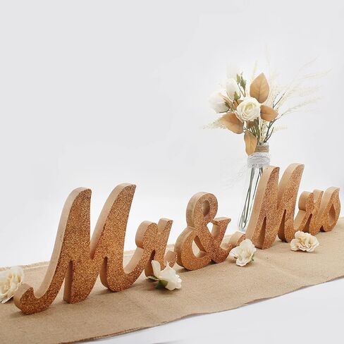 Mr & Mrs Sign for Wedding Table, Large Mr and Miss Wooden Letters, Party Decoration Head Table Wedding Wood Letter, Just Married Sign Anniversary Party Valentine's Day Decor (white) in Kuwait