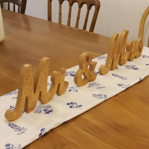 Mr & Mrs Sign for Wedding Table, Large Mr and Miss Wooden Letters, Party Decoration Head Table Wedding Wood Letter, Just Married Sign Anniversary Party Valentine's Day Decor (white) in Kuwait