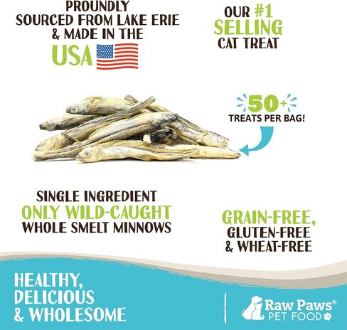 Raw Paws Smelt Freeze Dried Minnows for Cats & Dogs, 2-oz - Minnows for Dogs - Freeze Dried Cat Treats - Minnow Treats for Dogs - Fish Dog Treats - Freeze Dried Minnows for Cats - Raw Cat Treats in Saudi Arabia
