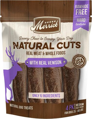 Merrick Natural Cuts Rawhide Free Dog Treats Filled Chew Made with Real Meat and Whole Foods in Saudi Arabia
