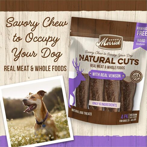 Merrick Natural Cuts Rawhide Free Dog Treats Filled Chew Made with Real Meat and Whole Foods in Saudi Arabia