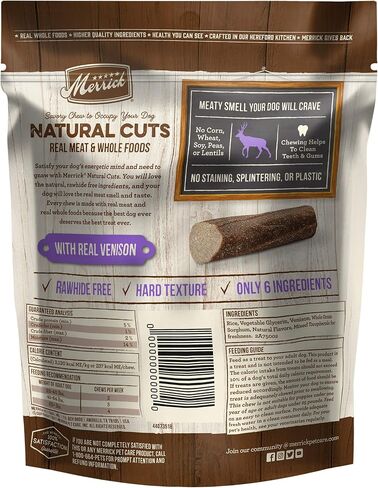 Merrick Natural Cuts Rawhide Free Dog Treats Filled Chew Made with Real Meat and Whole Foods in Saudi Arabia