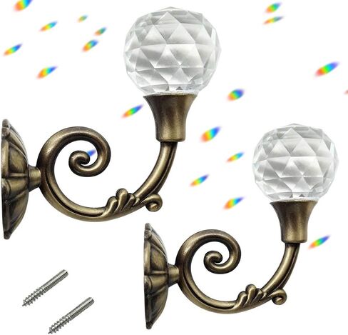 Geritte 2PCS الستار الكريستال الشفاف Holdbacks الحائط شرابة الستار Tieback هوك الستائر Tiebacks هوك الملابس معطف قبعة منشفة شماعات حامل (فضي) in Kuwait