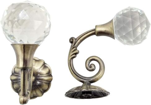 Geritte 2PCS الستار الكريستال الشفاف Holdbacks الحائط شرابة الستار Tieback هوك الستائر Tiebacks هوك الملابس معطف قبعة منشفة شماعات حامل (فضي) in Kuwait