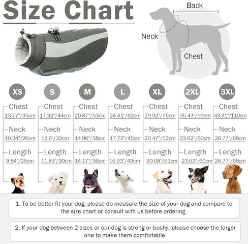 BRKURLEG سترات للكلاب الكبيرة، معطف شتوي عاكس للكلاب، معاطف للطقس البارد للكلاب، ملابس دافئة للكلاب، سترة منتفخة مضادة للماء للكلاب، معاطف للكلاب، ذهبي، راعي، مسترد، رمادي 2XL in Kuwait