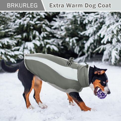BRKURLEG سترات للكلاب الكبيرة، معطف شتوي عاكس للكلاب، معاطف للطقس البارد للكلاب، ملابس دافئة للكلاب، سترة منتفخة مضادة للماء للكلاب، معاطف للكلاب، ذهبي، راعي، مسترد، رمادي 2XL in Kuwait