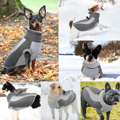 BRKURLEG سترات للكلاب الكبيرة، معطف شتوي عاكس للكلاب، معاطف للطقس البارد للكلاب، ملابس دافئة للكلاب، سترة منتفخة مضادة للماء للكلاب، معاطف للكلاب، ذهبي، راعي، مسترد، رمادي 2XL in Kuwait