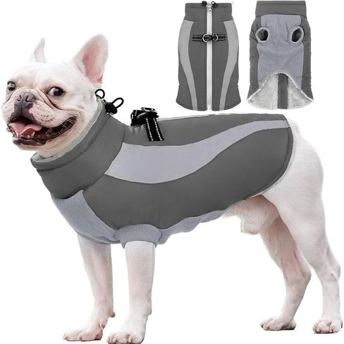 BRKURLEG سترات للكلاب الكبيرة، معطف شتوي عاكس للكلاب، معاطف للطقس البارد للكلاب، ملابس دافئة للكلاب، سترة منتفخة مضادة للماء للكلاب، معاطف للكلاب، ذهبي، راعي، مسترد، رمادي 2XL in Kuwait