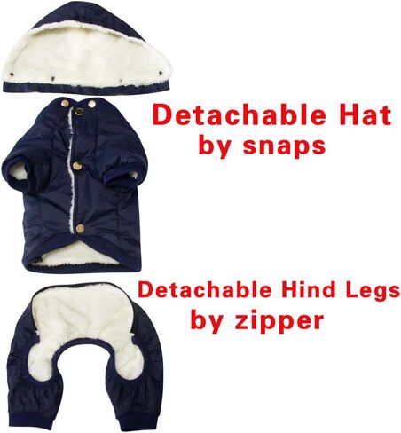 Fleece Lined Dog Coat with Detachable Hood and Detachable Hind Legs,Warm Puppy Jacket in Winter(Red M) in Saudi Arabia