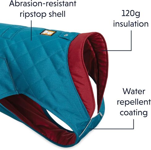 Ruffwear، Stumptown معزول وعاكس، سترة شتوية للطقس البارد للكلاب، أزرق أوريون، متوسط in Kuwait