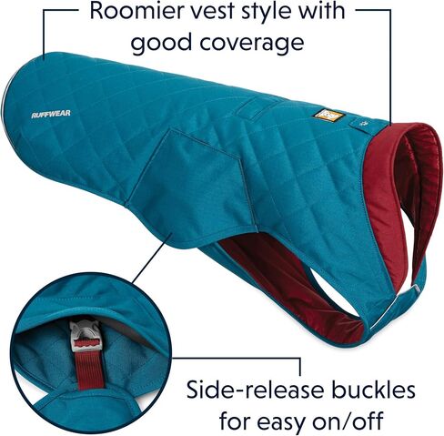 Ruffwear، Stumptown معزول وعاكس، سترة شتوية للطقس البارد للكلاب، أزرق أوريون، متوسط in Kuwait