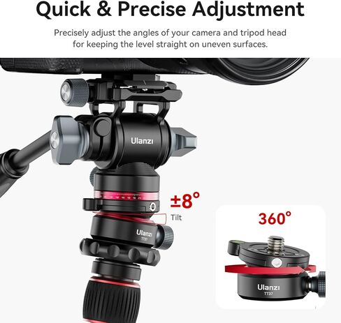 قاعدة تسوية صغيرة لرأس حامل ثلاثي القوائم - ULANZI TT37 إمالة مستوى الفقاعات ± 8 درجات ملحقات معدات الفيديو لكاميرا رأس الفيديو السائل ذات الرأس الكروي DSLR in Kuwait